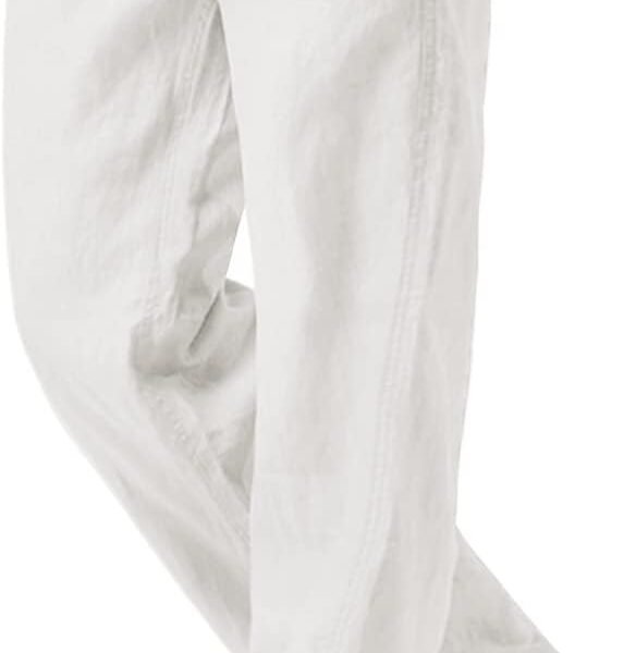 Linen Pants Men Casual 2026 Summer Beach Elastic Drawstring Waist Yoga Pants Travel Baggy Work Pant Pajama