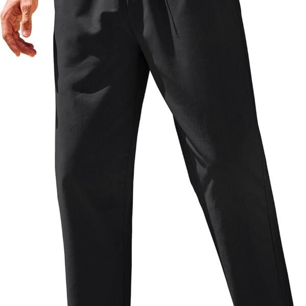 Mens Linen Casual Pants Elastic Waist Drawstring Trousers Yoga Beach Summer Pants