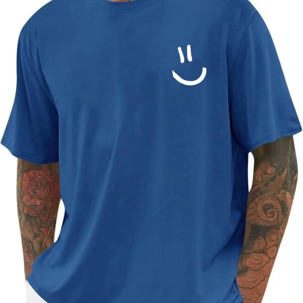 Men's Short-Sleeve Graphic T-Shirt – Fun Smiley Face Crew Neck (Loose Fit)