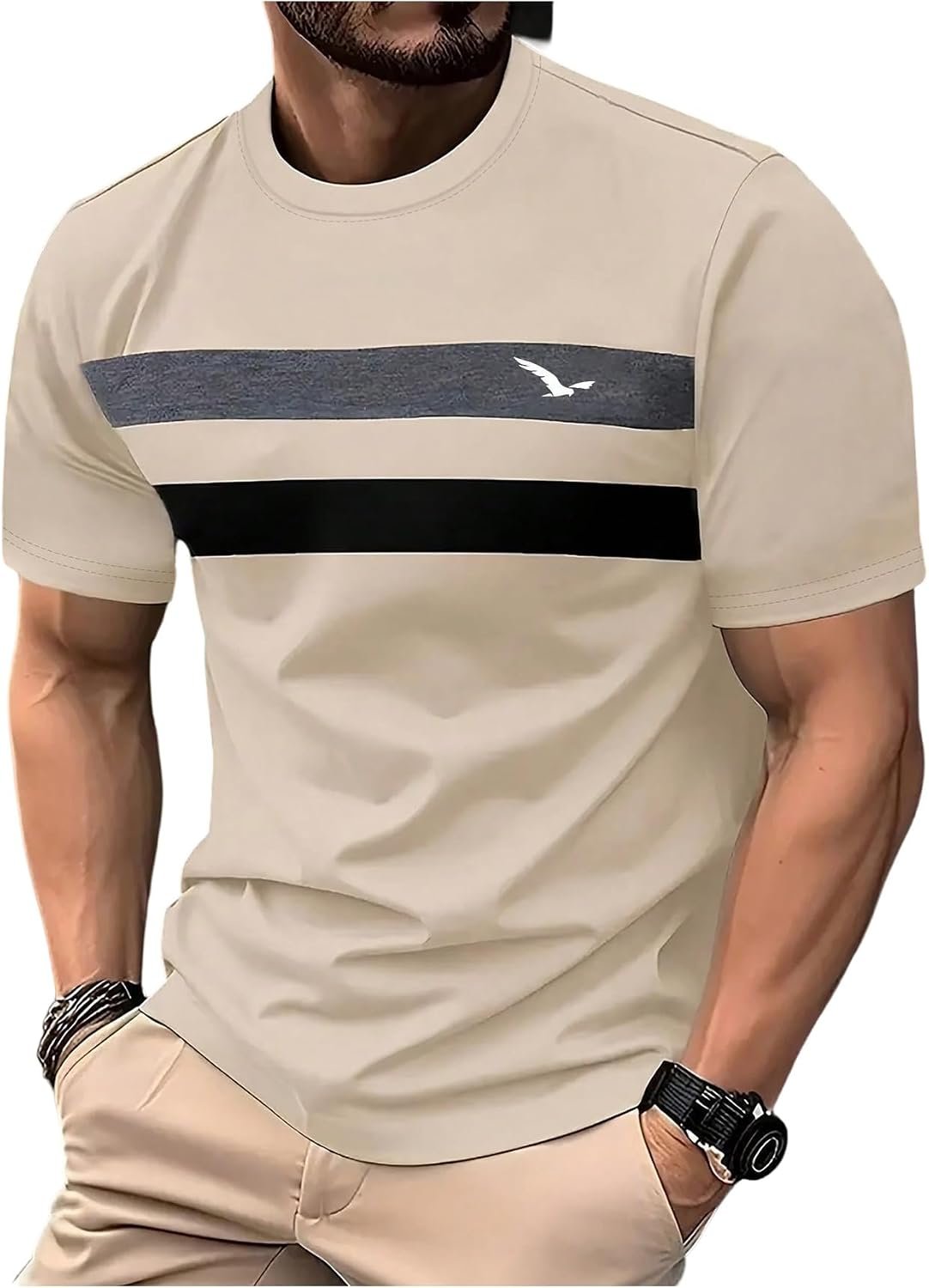 Men's Summer Casual Color-Block Short-Sleeve T-Shirt