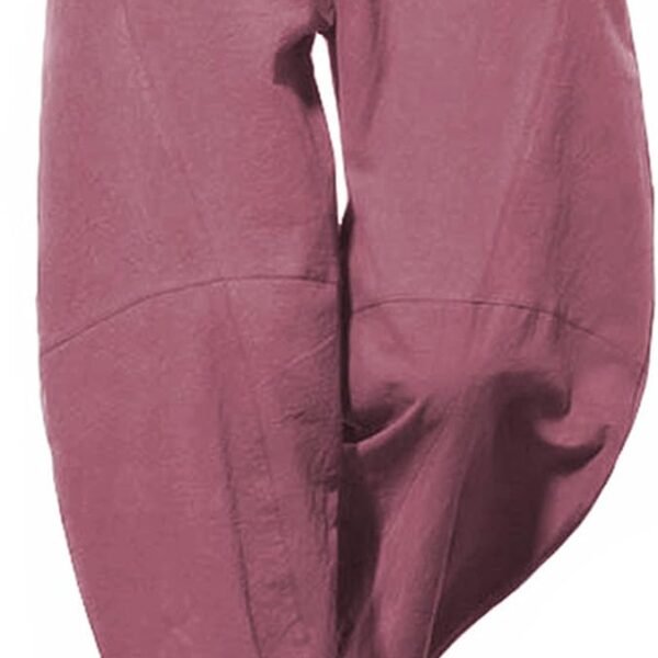 Men's Casual Cotton Linen Pants Elastic Waist Drawstring Beach Summer Lightweight Trousers