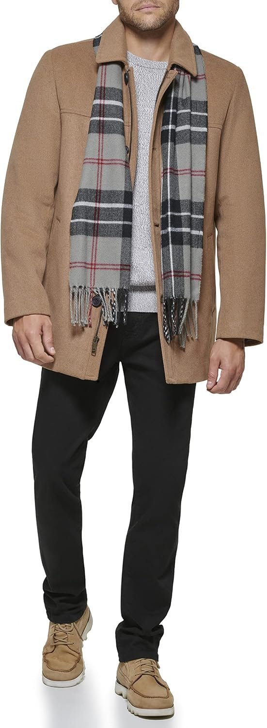 Men's Wool Blend Coat With Scarf (Regular and Big & Tall) - Image 2