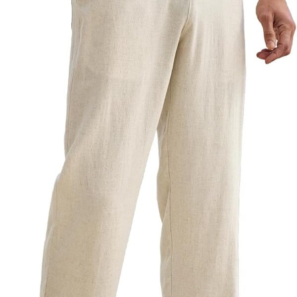Men's Linen Pants Casual Beach Summer Vacation Linen Dress Pants Loose Fit