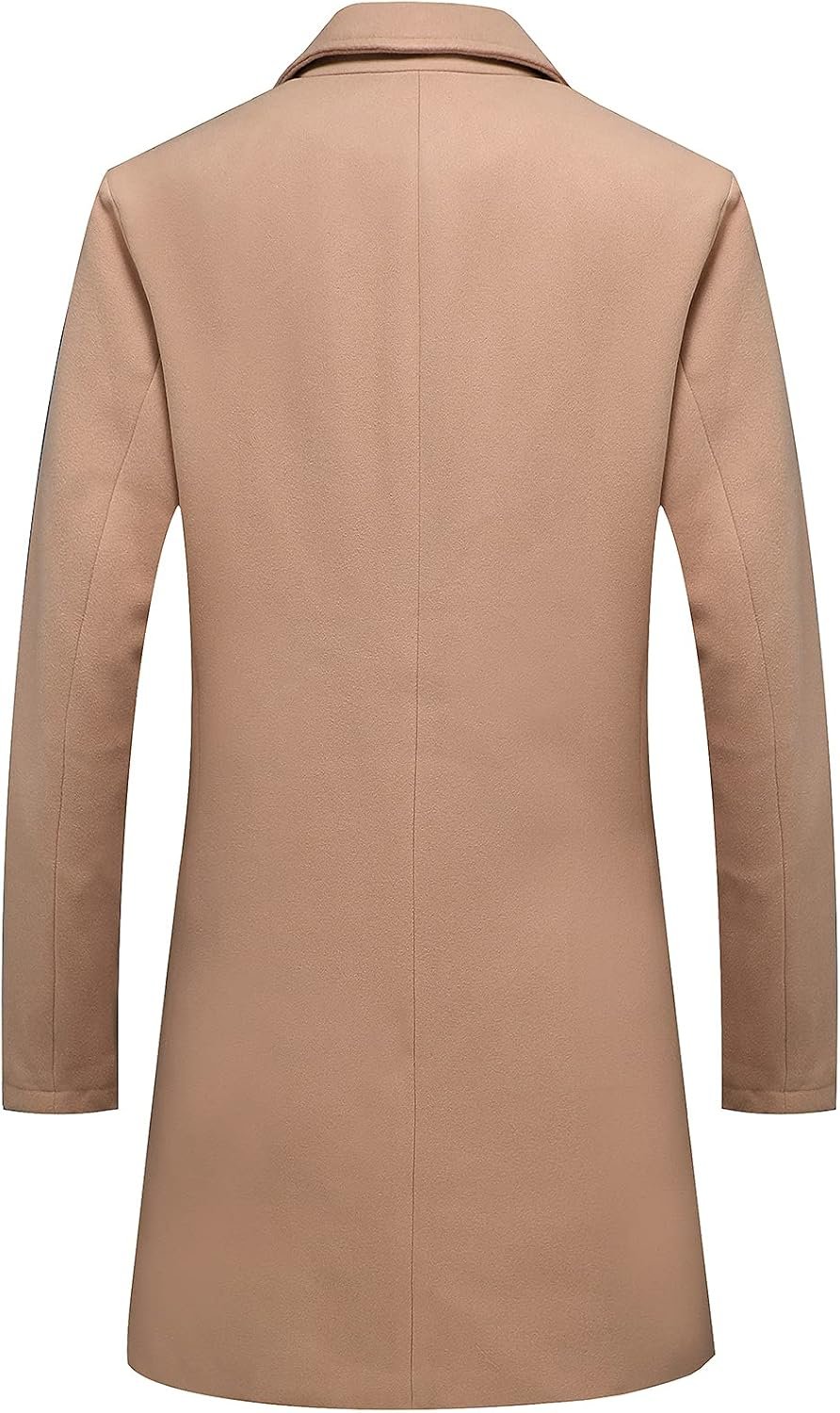 Men's Classic Wool Trench Overcoat Single Breasted Mid Long Wool Blend Top Pea Coats Jackets - Image 2
