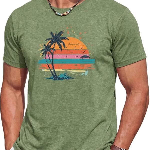 Men's Graphic T-Shirt – Short-Sleeve Palm Tree Print (Hawaiian Style)