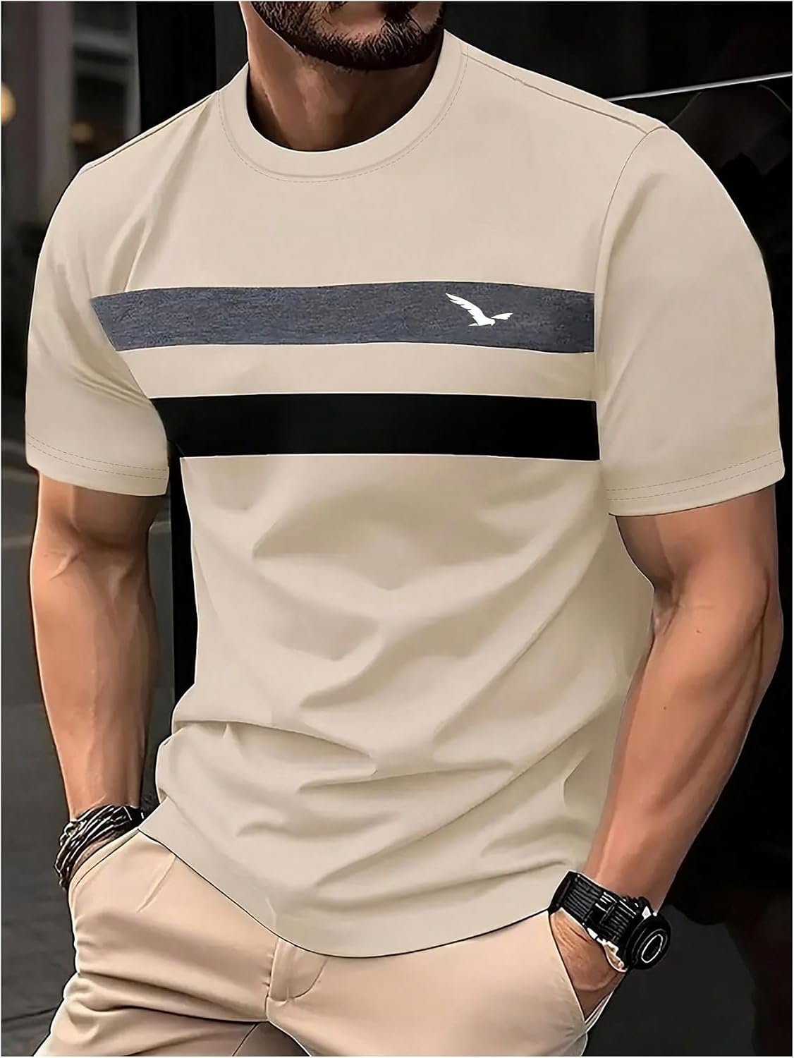 Men's Summer Casual Color-Block Short-Sleeve T-Shirt - Image 2
