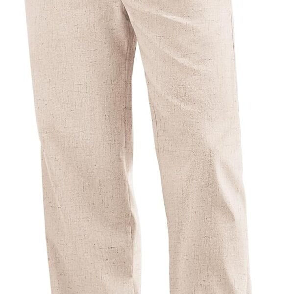 Men's Linen Pants Drawstring Casual Loose Fit Beach Summer Pants Lightweight Linen Trousers Yoga Pants