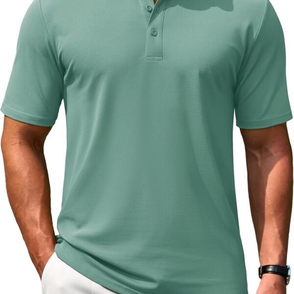 Men's Polo Shirts Short Sleeve Soft Cotton Pique T-Shirts 3 Buttons Classic Fit Casual Performance Golf Shirts